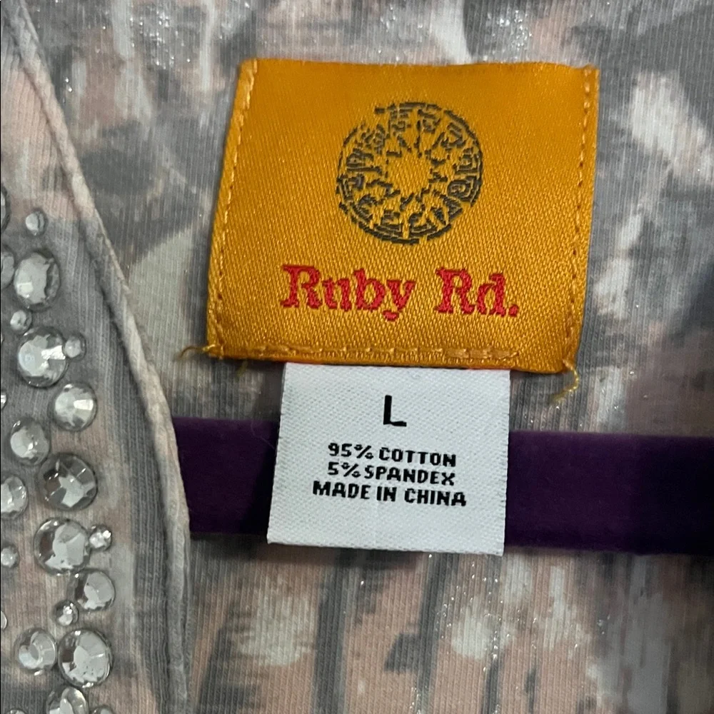 Ruby Rd. Beige and Gray Patterned Blouse - Picture 2 of 3